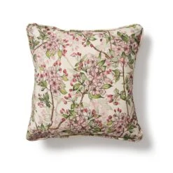 Square Cherry Blossom Cushion With Piping