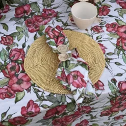 Rosa Rugosa Linen Table Cloth -Bertioli IMG 6950 scaled