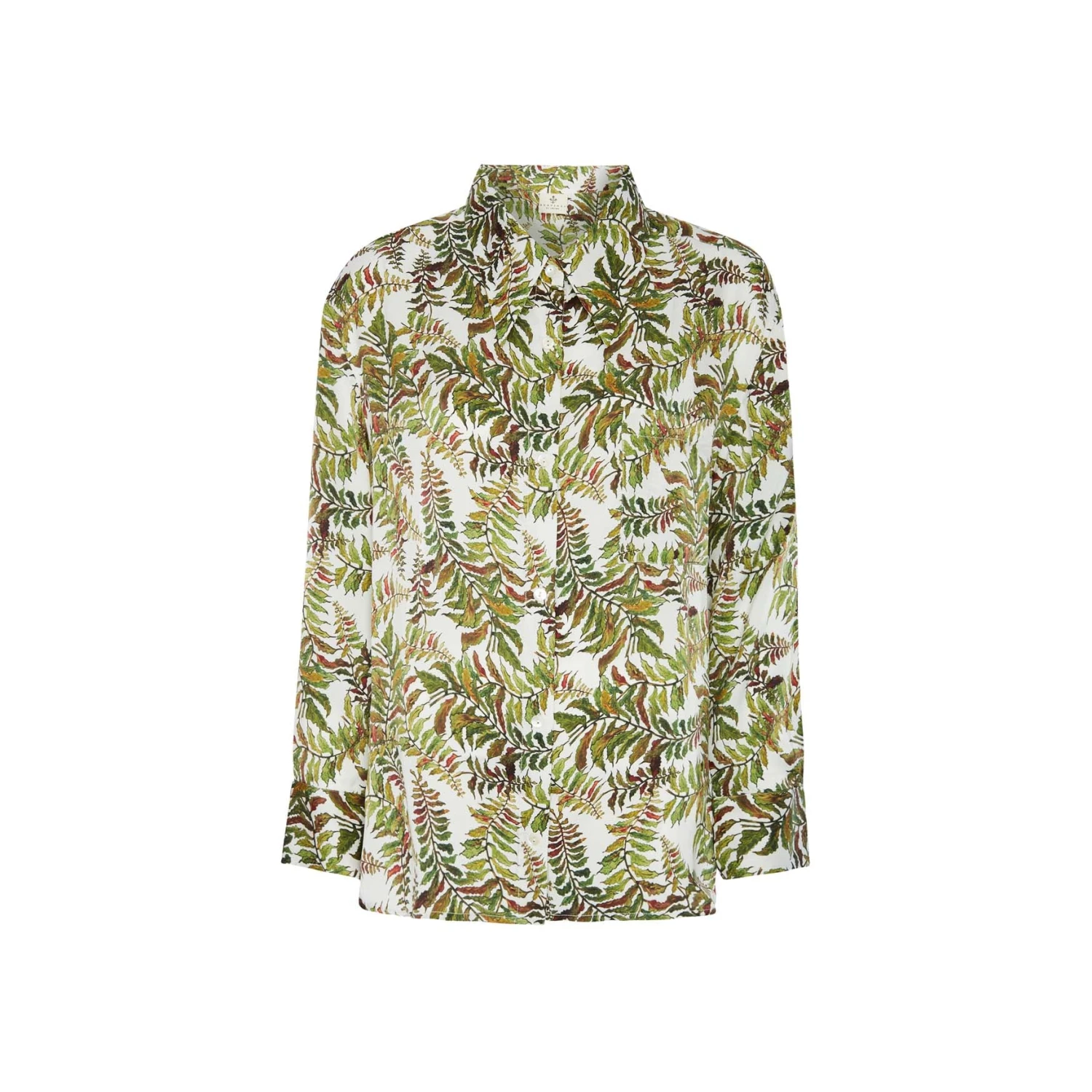 Silk Shirt In Fern With Stripe 1 Silk Shirt In Fern With Stripe