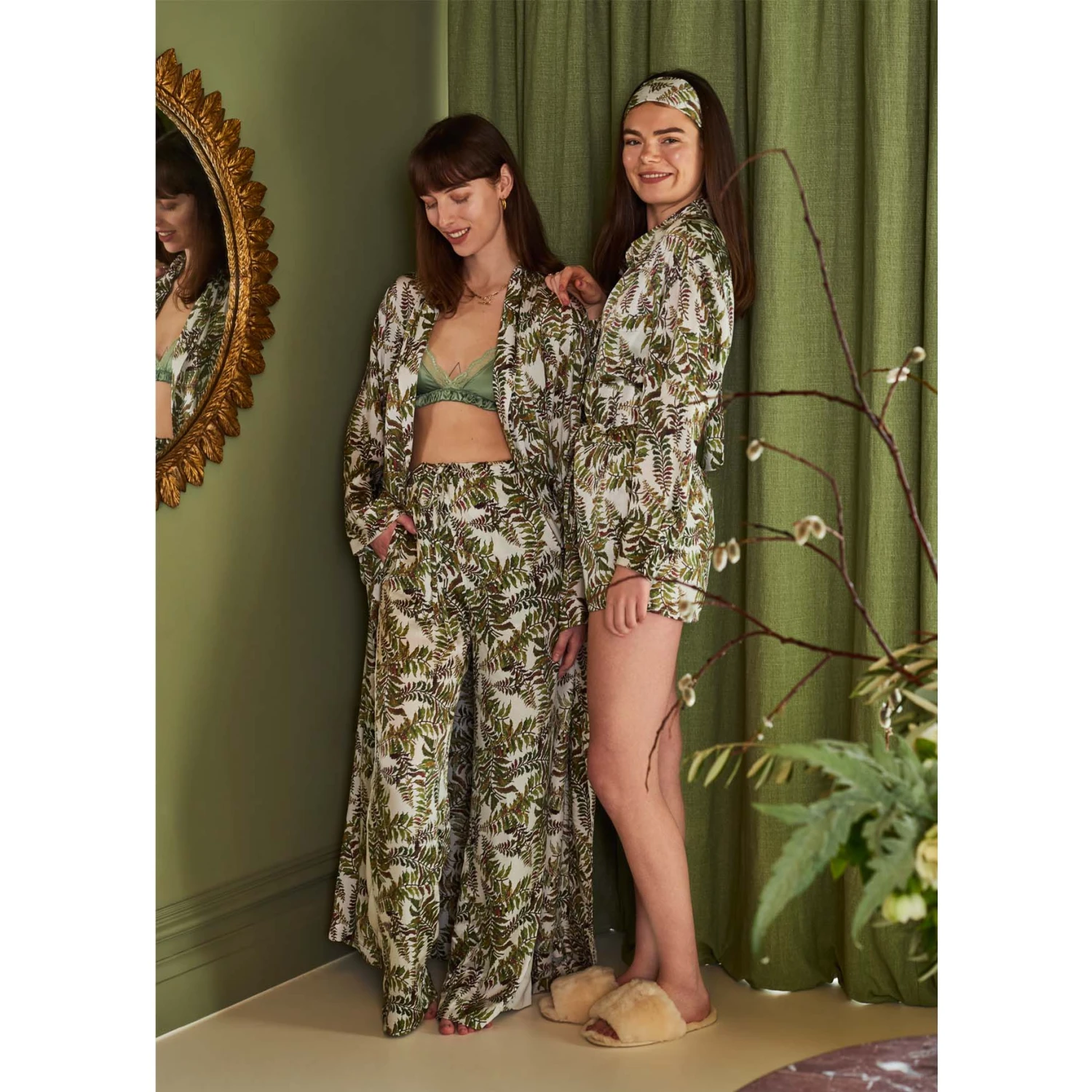 Silk Shirt In Fern With Stripe 4 Silk Shirt In Fern With Stripe - Image 4