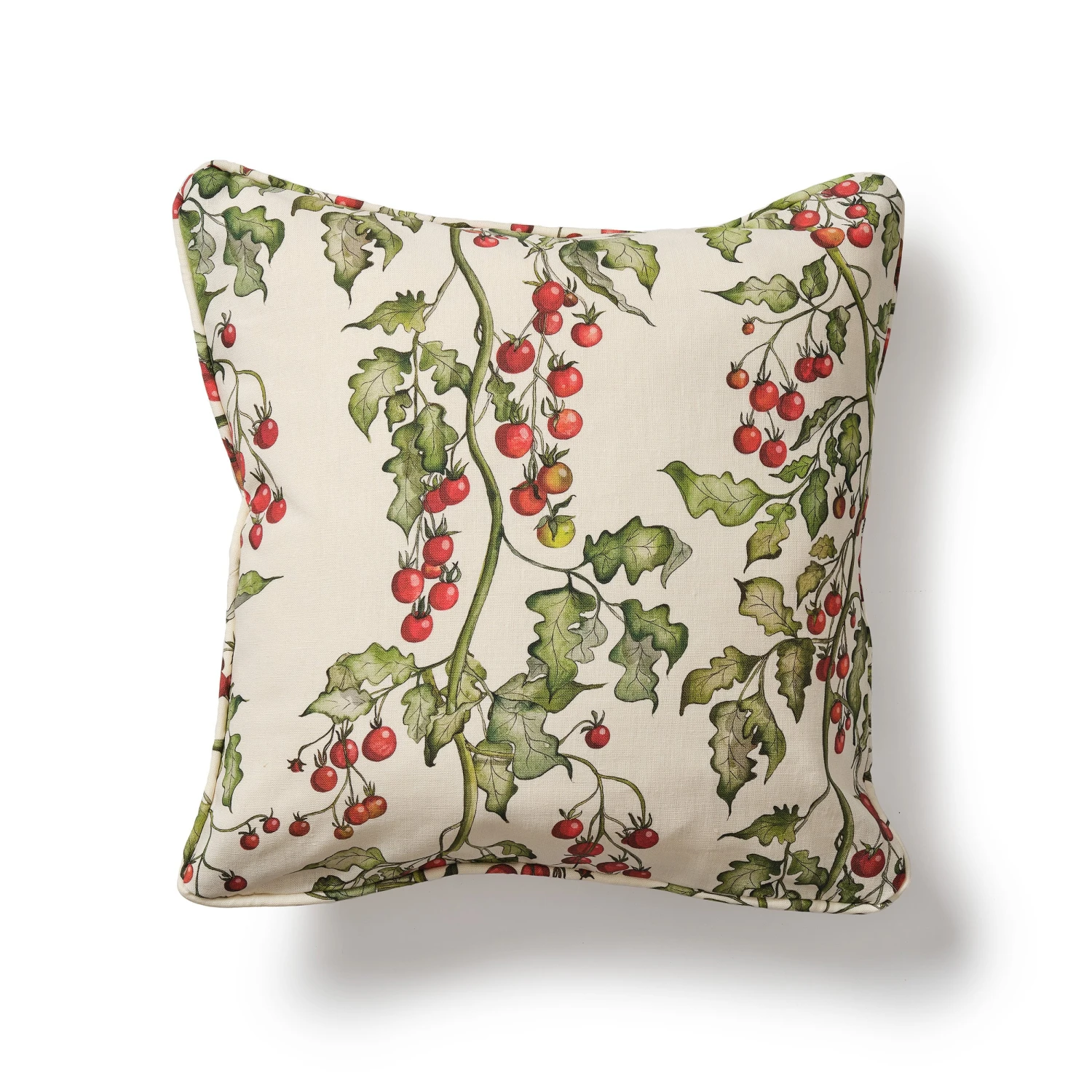Square Tomato Vine Cushion With Piping 1 Square Tomato Vine Cushion With Piping