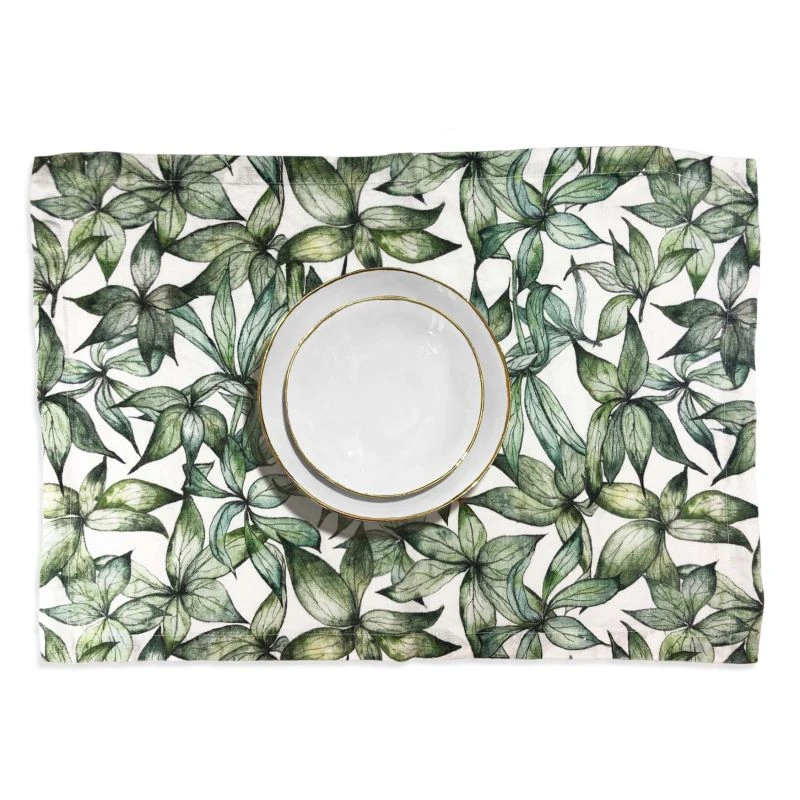 Hellebore Leaves Linen Placemat 2 Hellebore Leaves Linen Placemat - Image 2