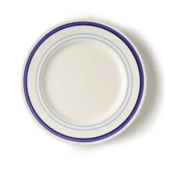Dinner Plate With Three Blue Stripe Detail