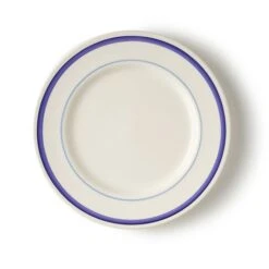 Dinner Plate With Two Blue Stripe Detail